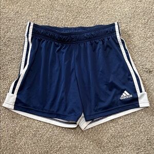 Adidas Women's Dark Blue and White Athletic Shorts